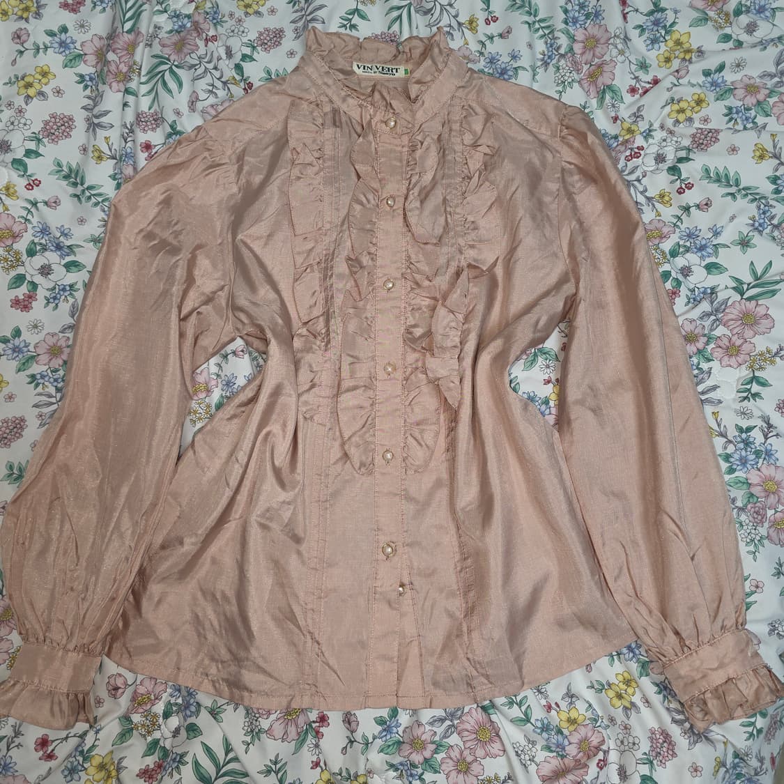 vin vert 일본빈티지)양산형 로리타 핑크 프릴 중세 셔츠블라우스 상품이미지1