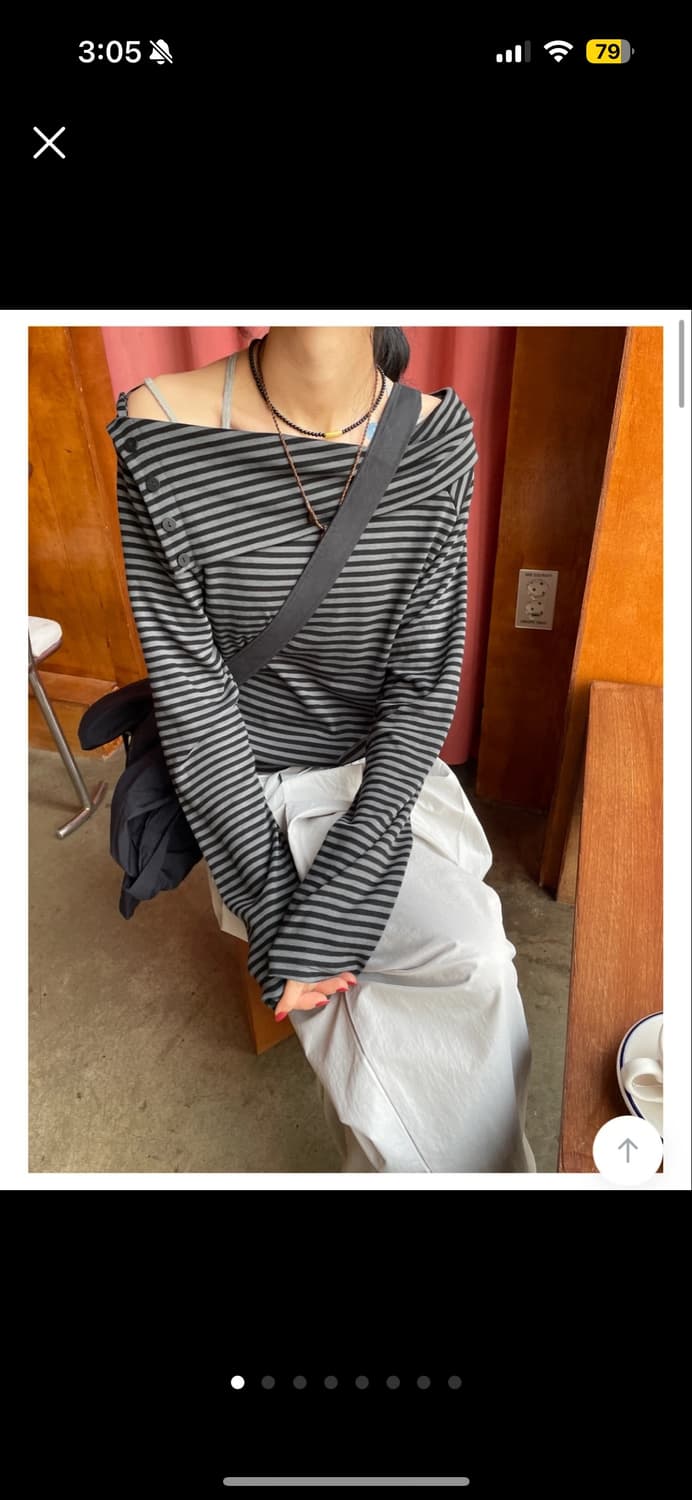 모래하우스 뮤트 스트라이프 오프숄더 티셔츠 상품이미지1