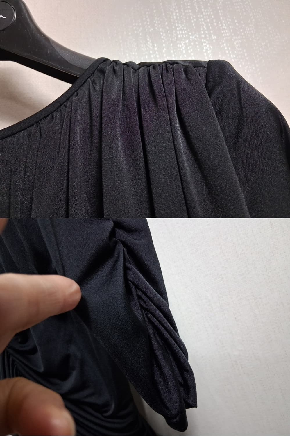 일본빈티시수입 Simonne 검정 져지 드레이프 셔링 롱원피스 행사복66 상품이미지4