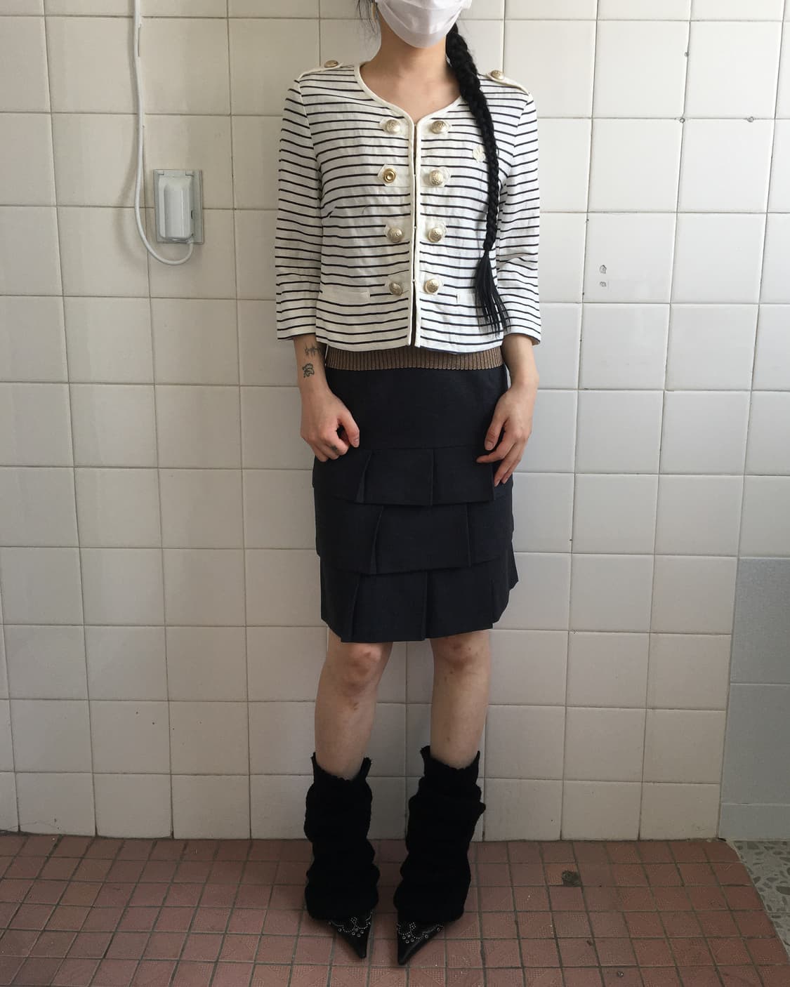 Stripe pattern double button jacket 상품이미지6