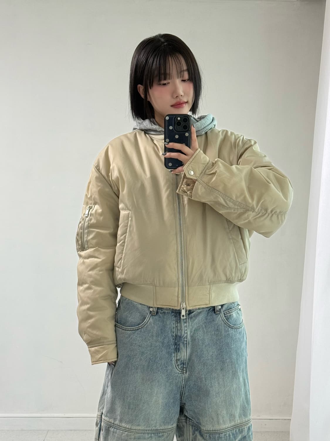 쿠어 베이지 봄버 자켓 상품이미지4