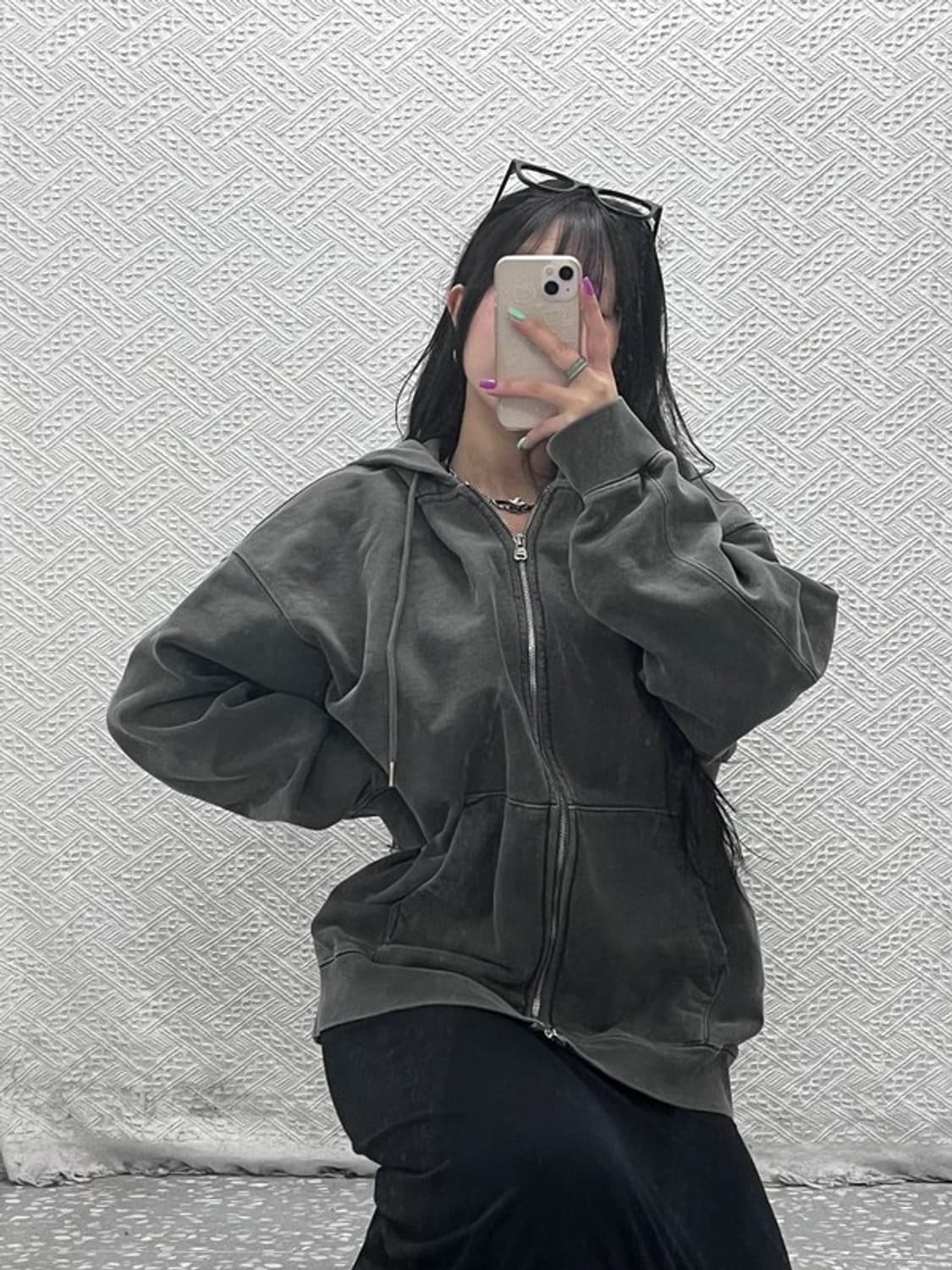 소버먼트 빈티지 피그먼트 오버핏 후드집업 XL C07159 상품이미지1