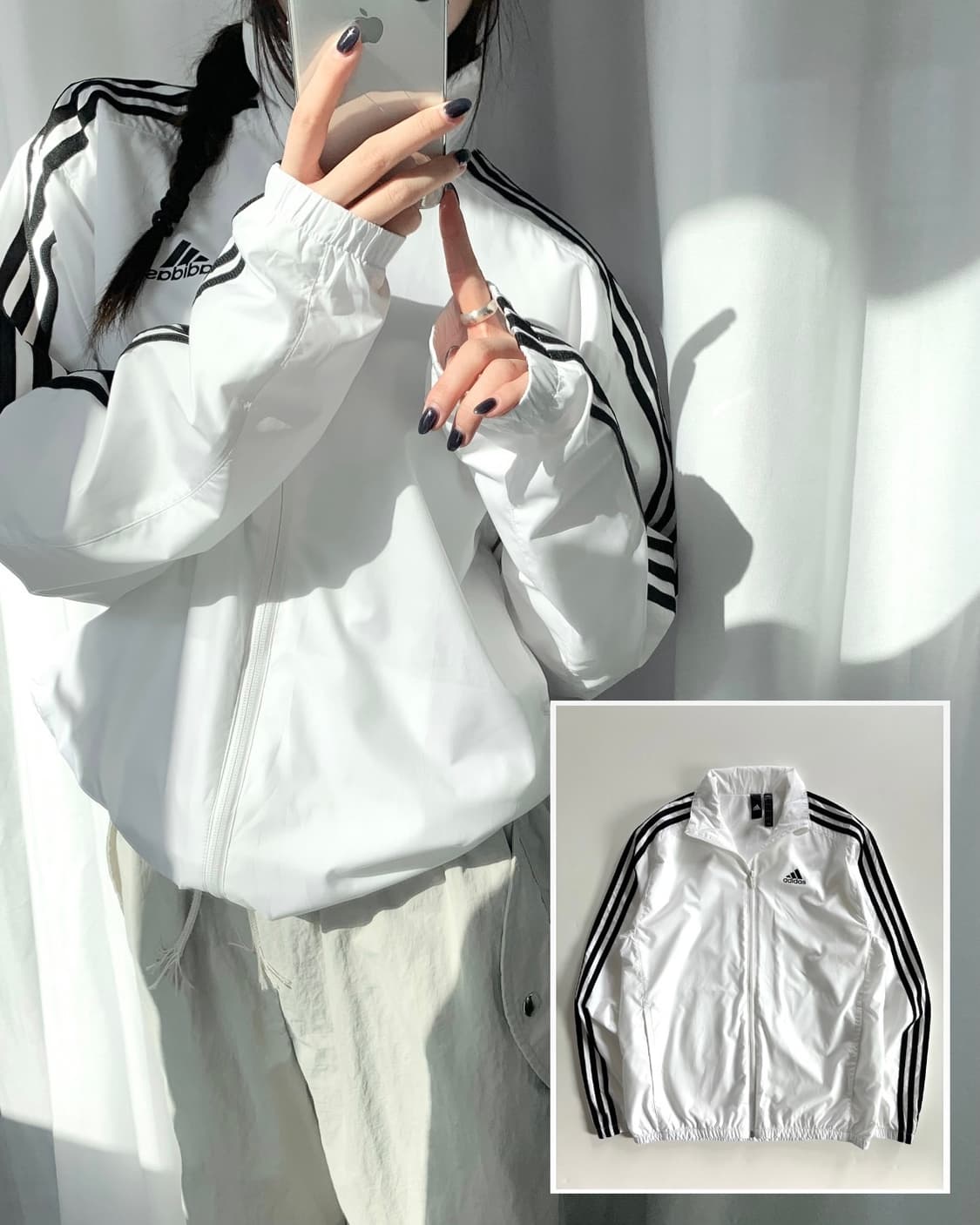 Adidas 아디다스 화이트 바람막이 자켓 상품이미지1