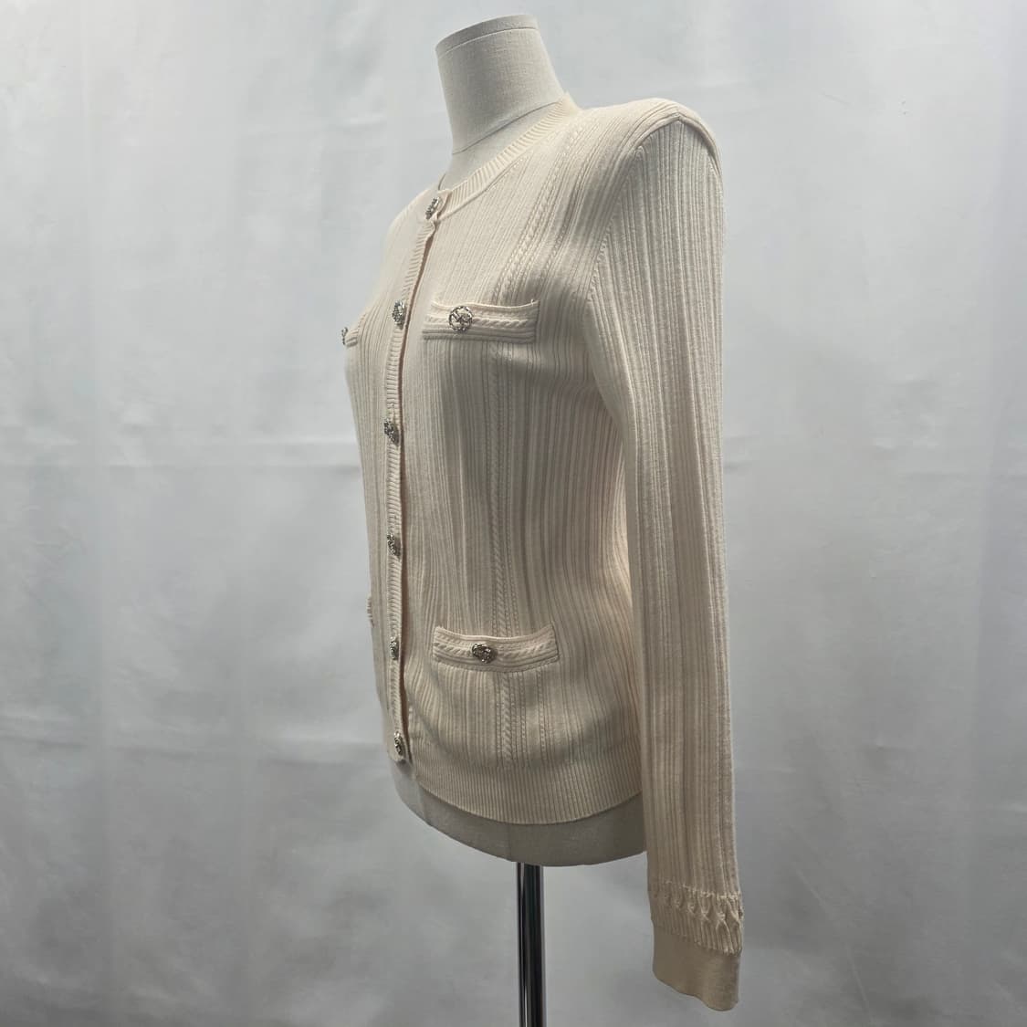 0753 TIME 타임 아이보리 골지 니트 가디건 / 한섬 정품 상품이미지1