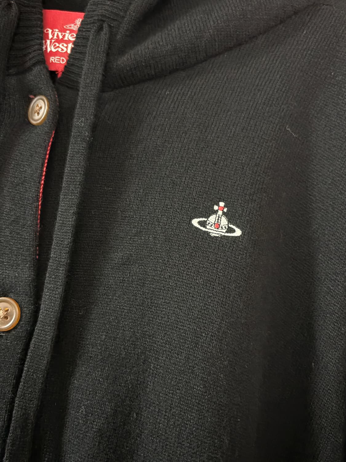 비비안웨스트우드 레드라벨 화이트 orb 로고 블랙 롱 니트 후디 상품이미지2