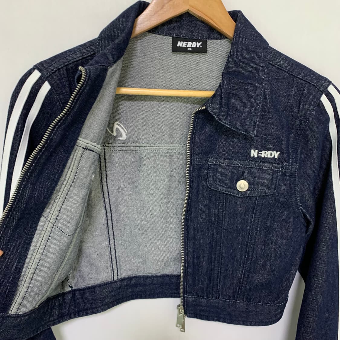 널디 NERDY 투웨이 지퍼 크롭 데님자켓 00s y2k 디젤깔 청자켓 상품이미지5