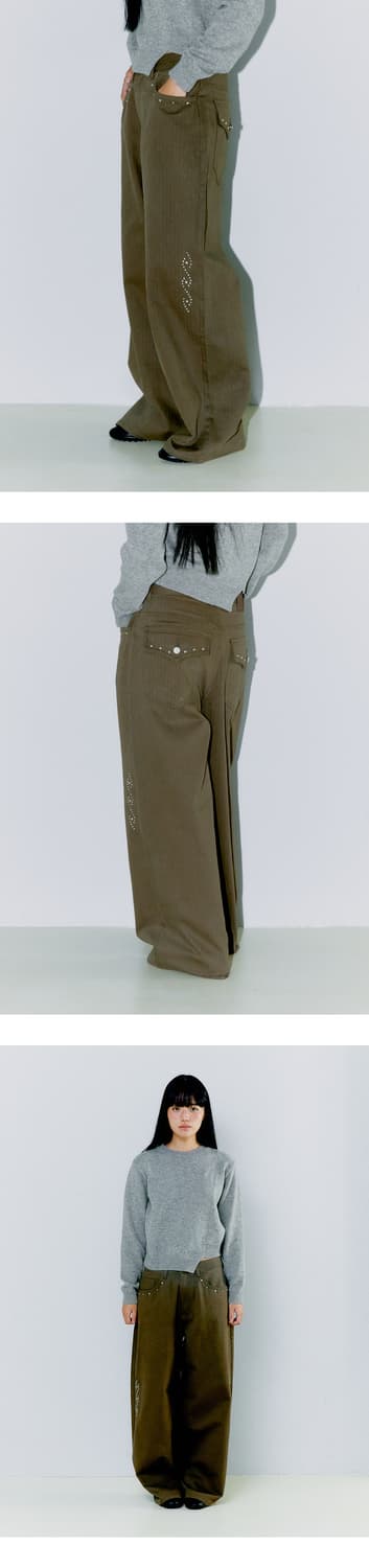 오피쉬 STUDDED ORNAMENT PANTS, KHAKI BROWN  상품이미지2