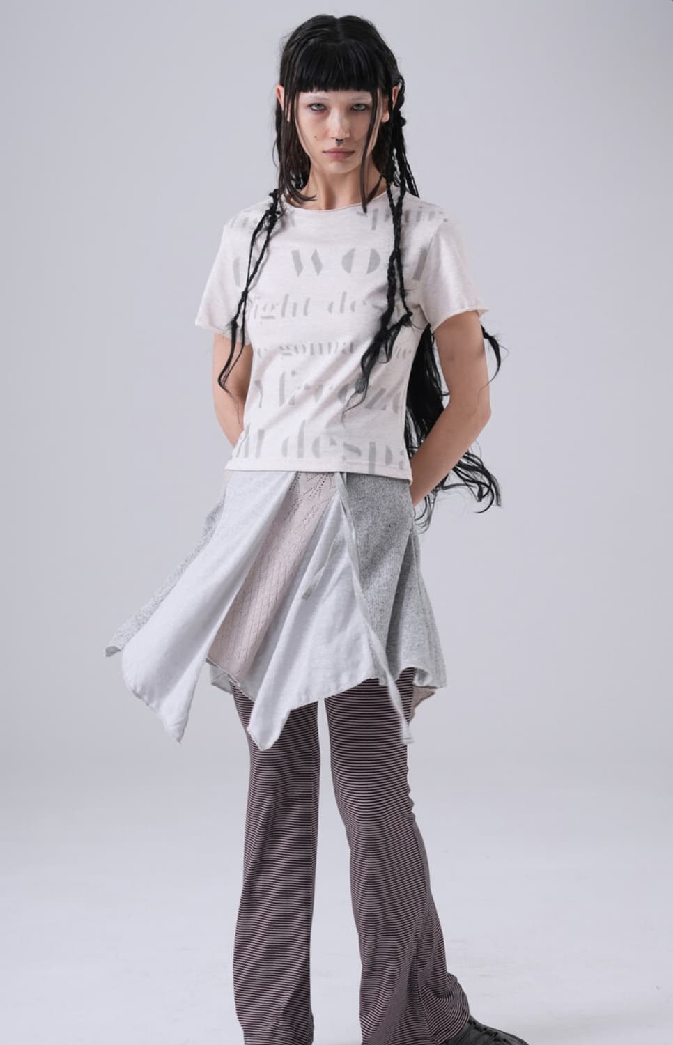 TENSEDANCE Mixed wrap skirt_light grey 상품이미지1