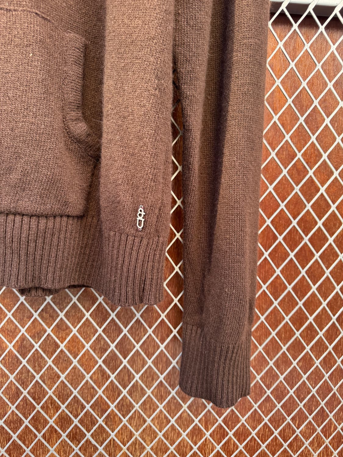 and you 앤유 캐시미어 로고 프린팅 빈티지 브라운 후드 니트 M 상품이미지2