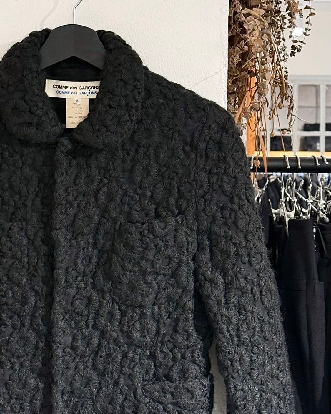 꼼데가르송 블랙 모헤어 블렌드 플라워 자켓 상품이미지3