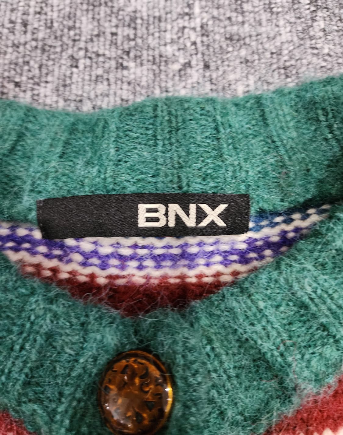 BNX 스트라이프 무지개 니트 가디건 상품이미지5