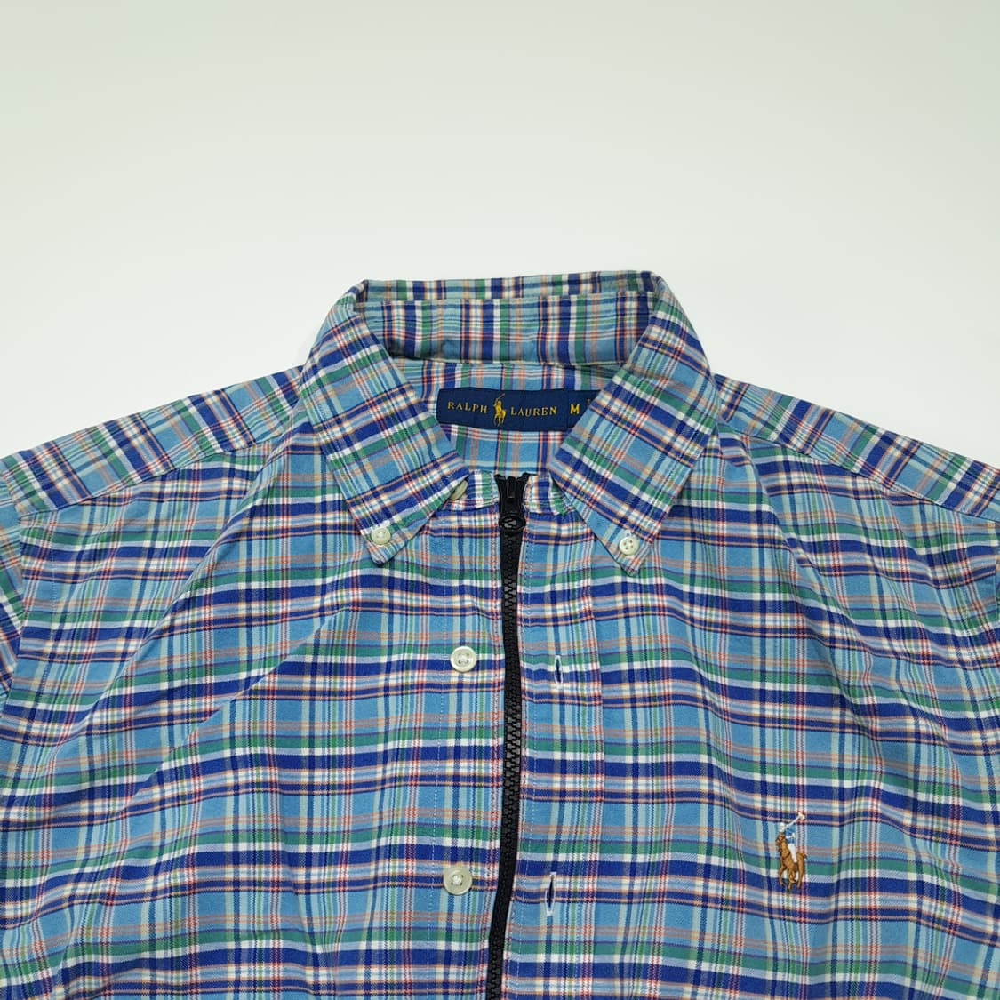 CL991 폴로 90s 블루 매드라스체크 크롭 셔츠 상품이미지2