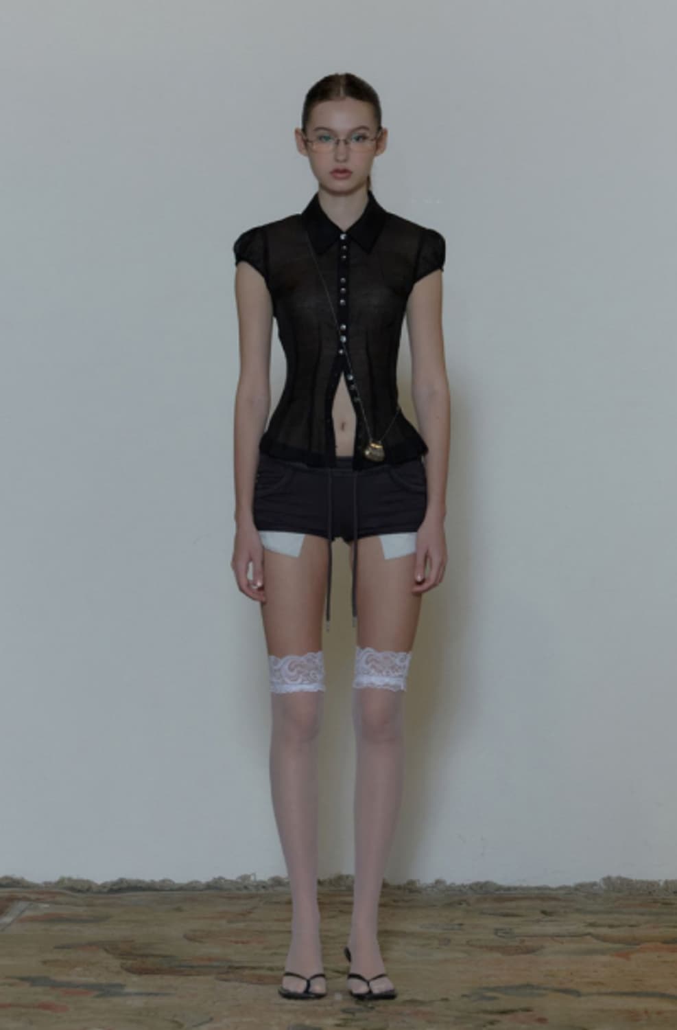 (S)새상품 스컬프터 쉬어 블라우스 Sheer Pleated Blouse 상품이미지4