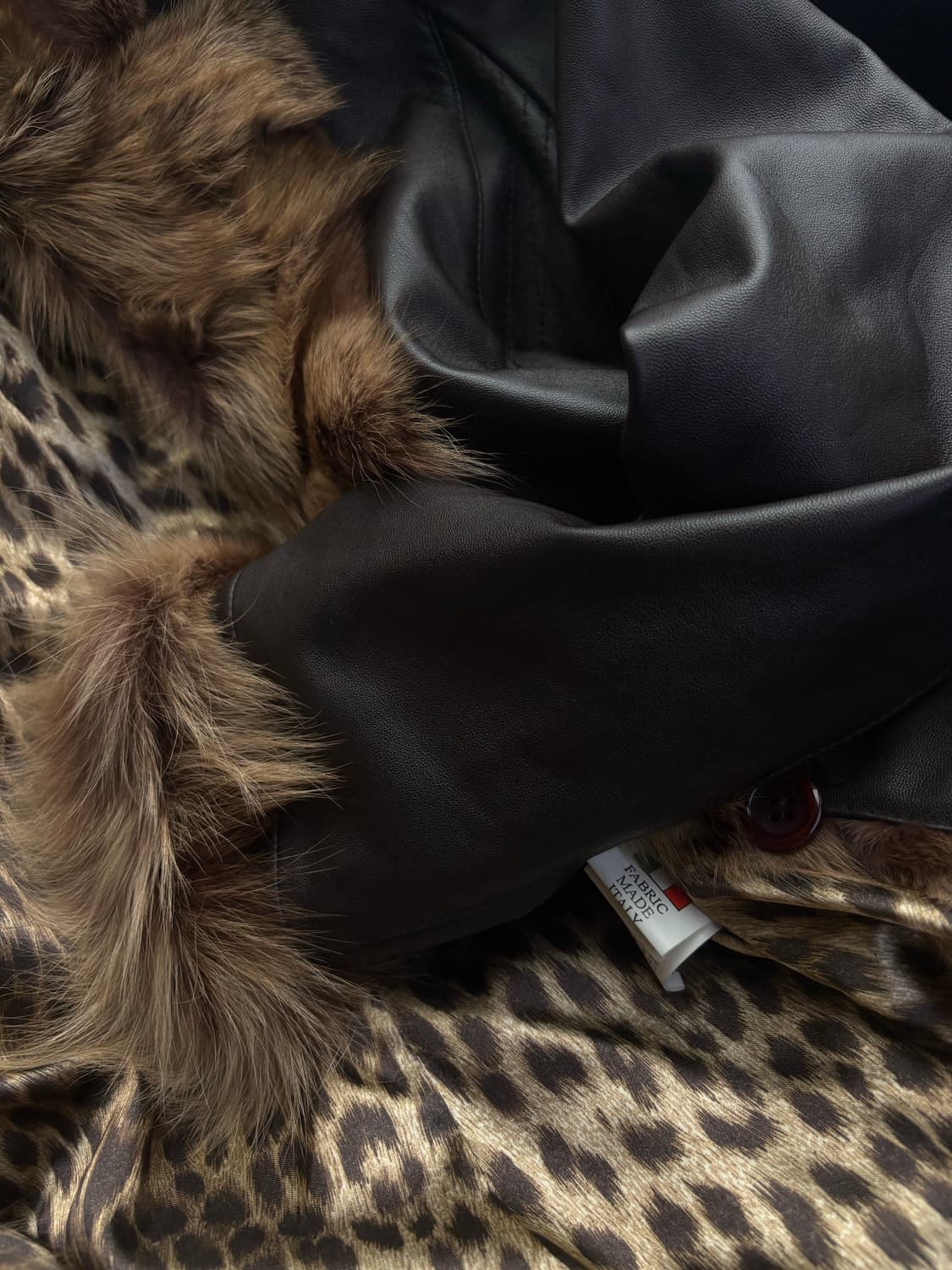 이태리양가죽 레오파드 퍼 트리밍 재킷 상품이미지8