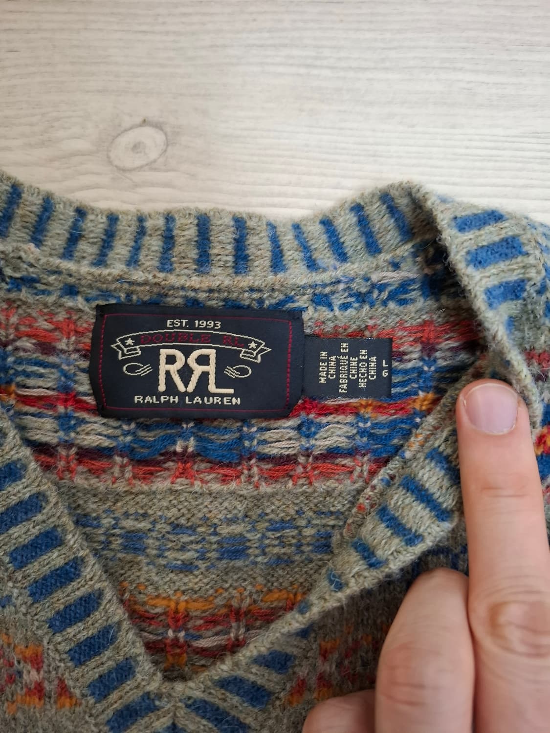 L RRL 더블알엘 페어아일 윙로고 패턴 브이넥 니트 상품이미지2