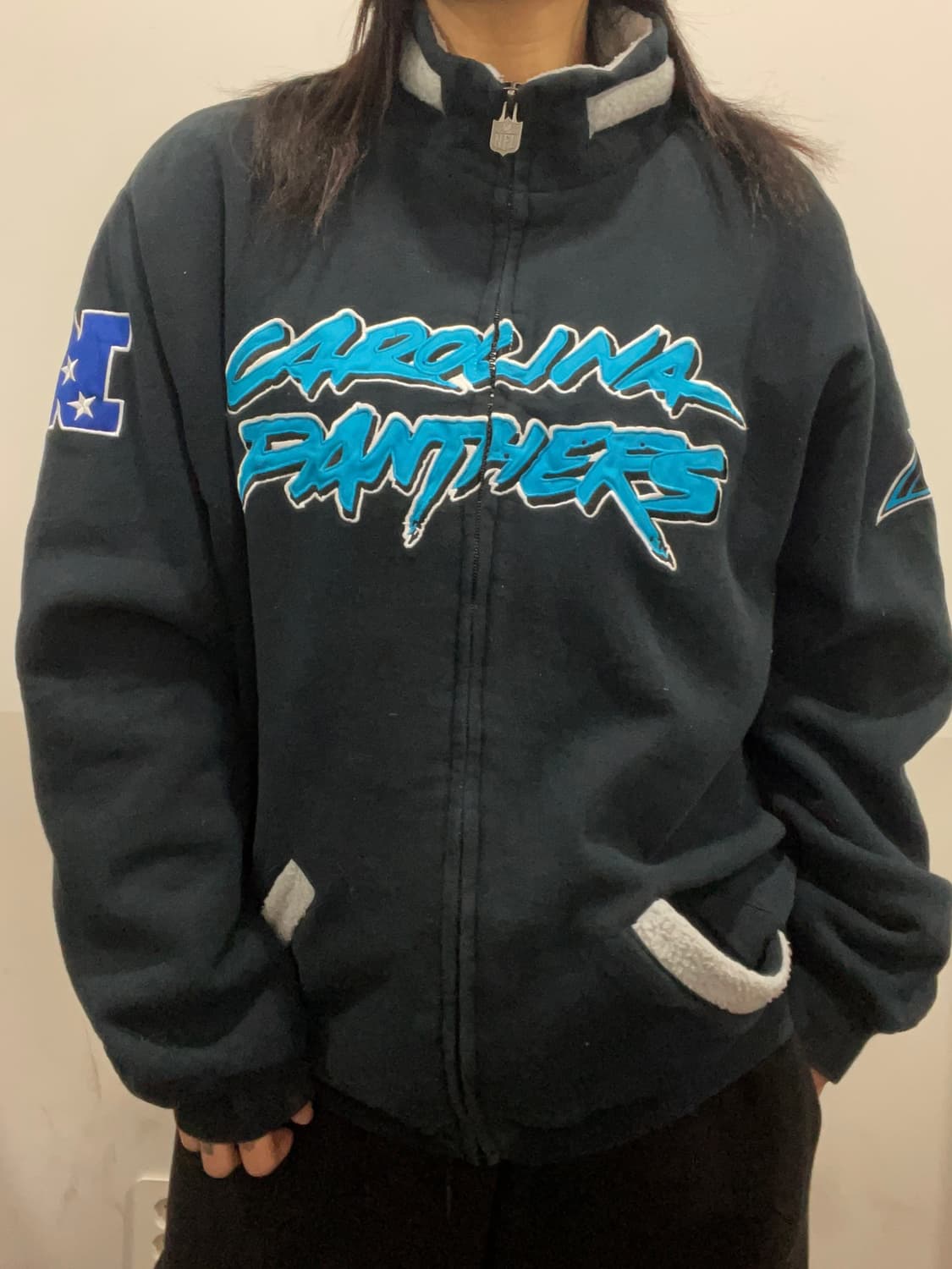 NFL pro Carolina Panthers 쉐르파 집업 상품이미지1