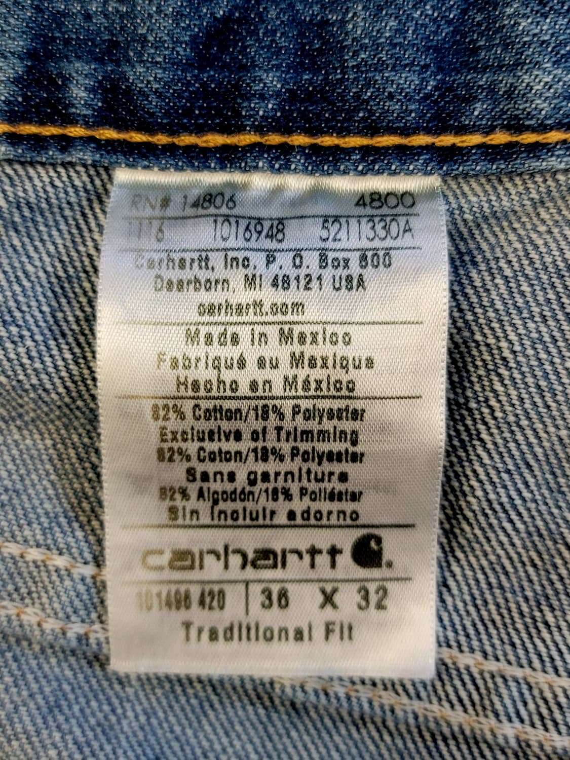[36인치] 칼하트(carhartt) 데님팬츠(청바지) 판매 상품이미지8