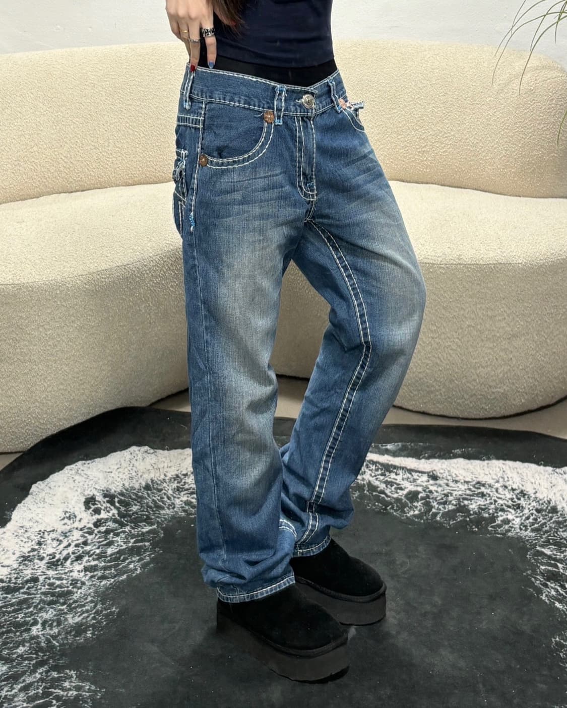 90s TRUE RELIGION 빈티지 스트레이트 데님 팬츠 상품이미지3