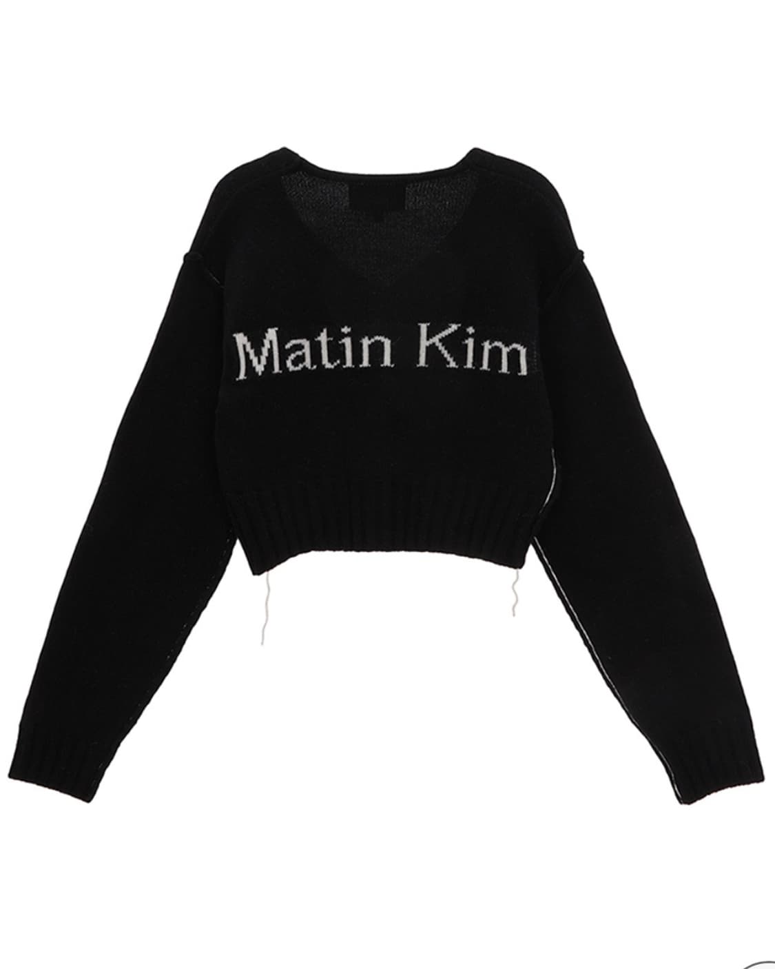 마뗑킴 마뗑 스티치 포인트 크롭 가디건 블랙 상품이미지2