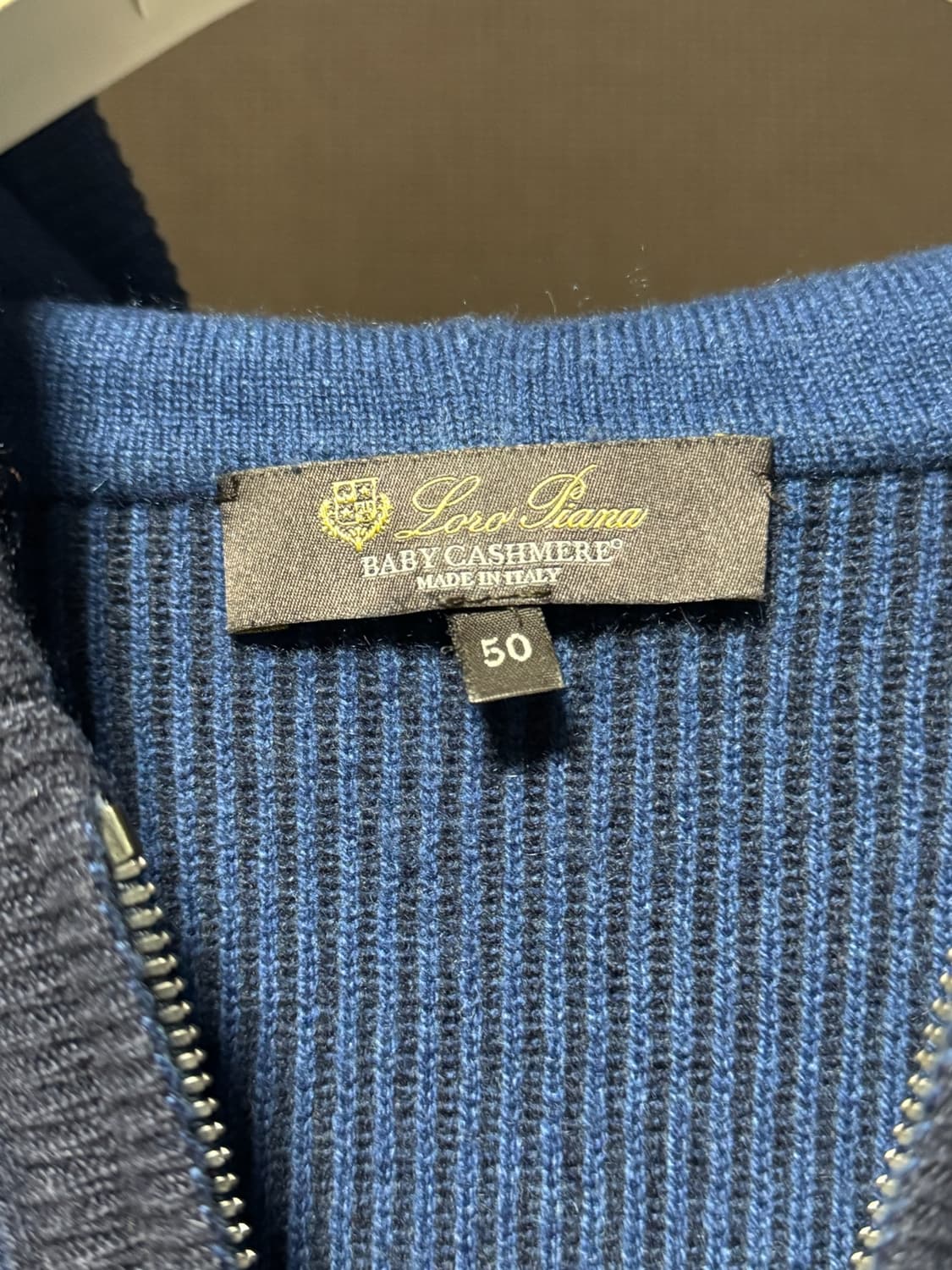 로로피아나 베이비 캐시미어 니트 후드집업 네이비 50 (100) 상품이미지3