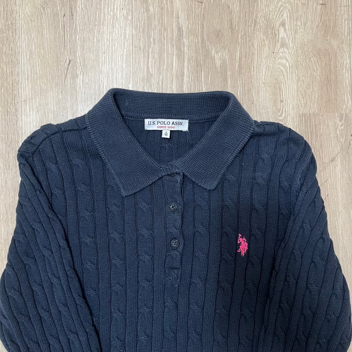 US폴로 여성 로고 꽈배기 카라 니트 S(90) 상품이미지3