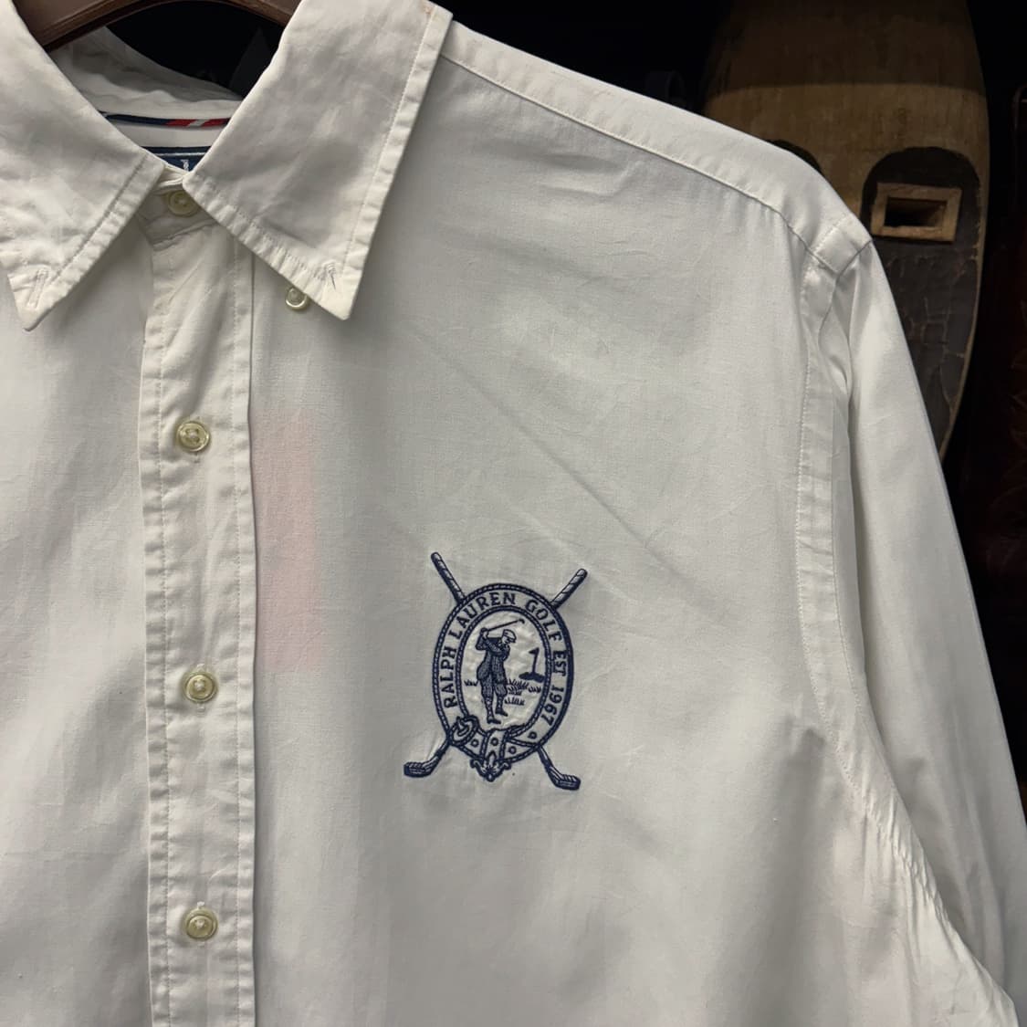 90s 폴로 랄프로렌 골프클럽 크레스트 화이트 코튼셔츠 N440 상품이미지5