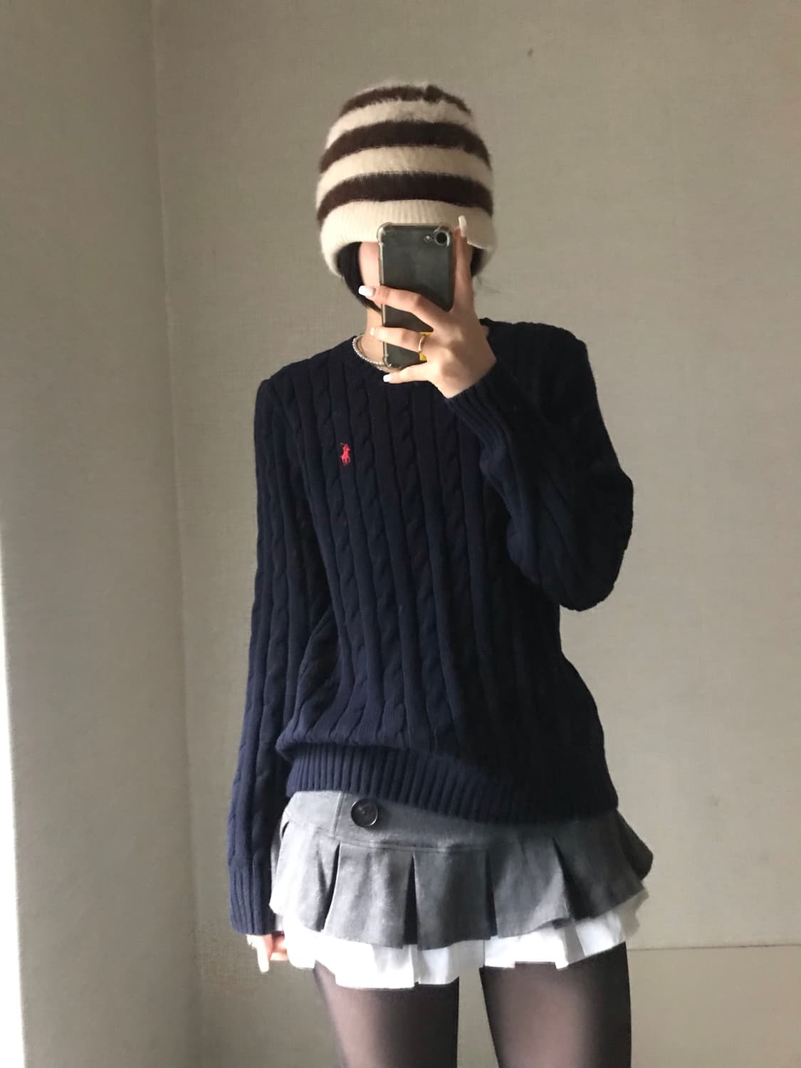폴로 네이비 케이블 니트 상품이미지1