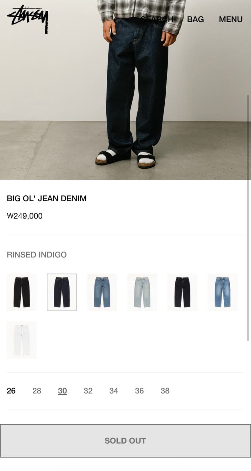 스투시 빅올진 RINSED INDIG 30size 상품이미지6