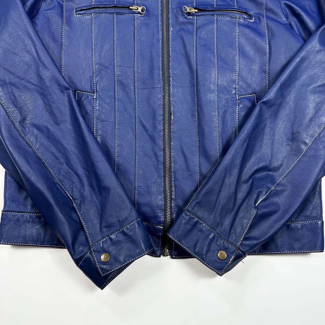 VTG 빈티지 소가죽 블루 레이싱 가죽자켓 (L) 상품이미지4