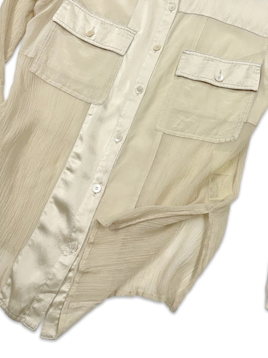 빈티지 EVEX by KRIZIA 아이보리 시스루 실크 셔츠 상품이미지5