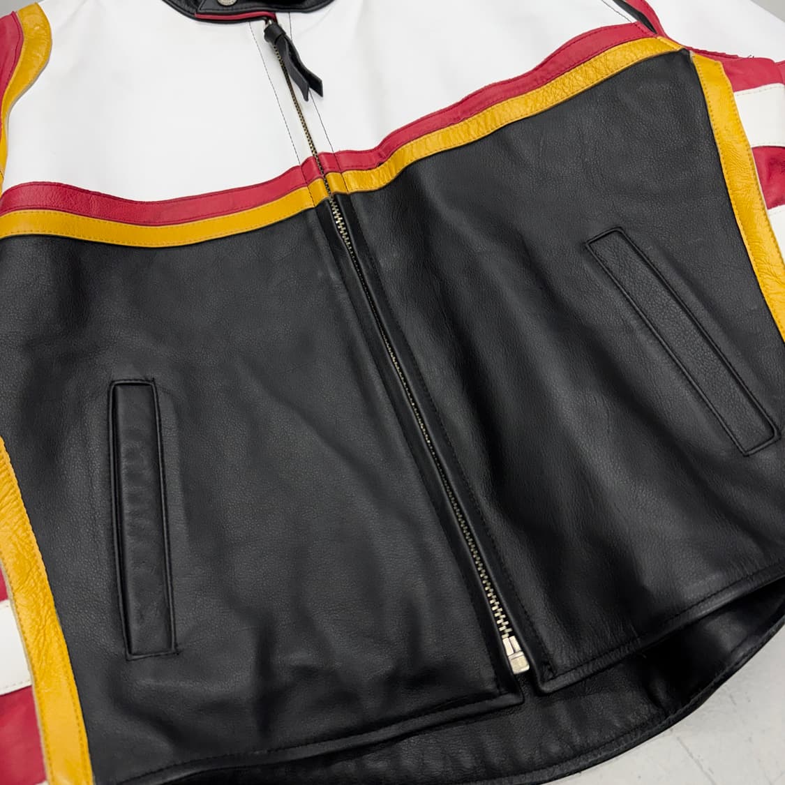 쇼트 카우레더 바이커 레이싱 가죽 자켓 상품이미지5