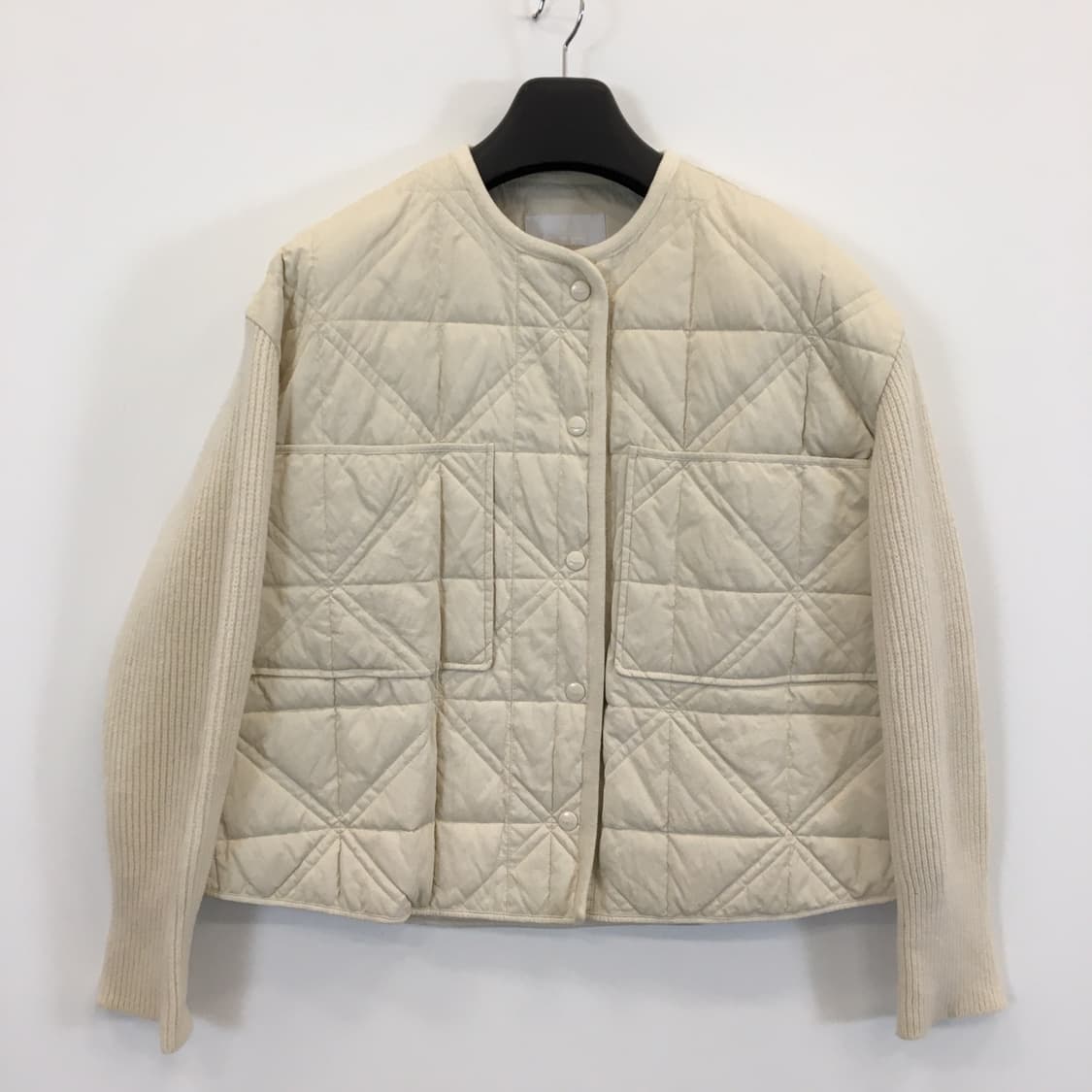 VOV 레더 구스다운 퀄팅 니트패딩 55 상품이미지1