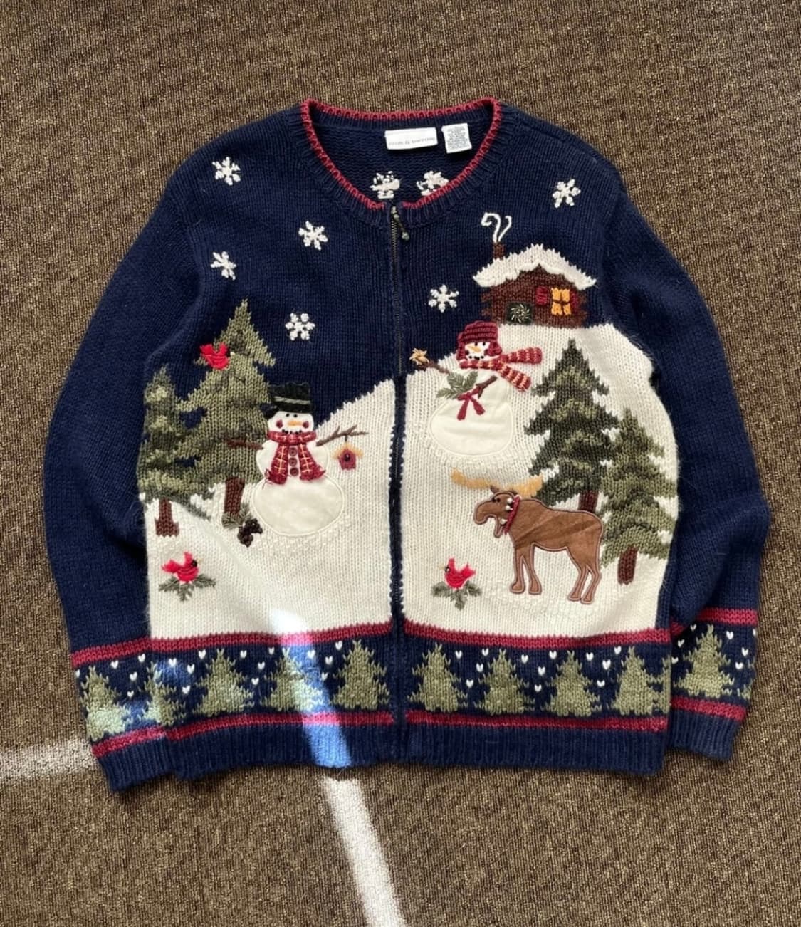 빈티지 눈사람풍경 니트 가디건 상품이미지5