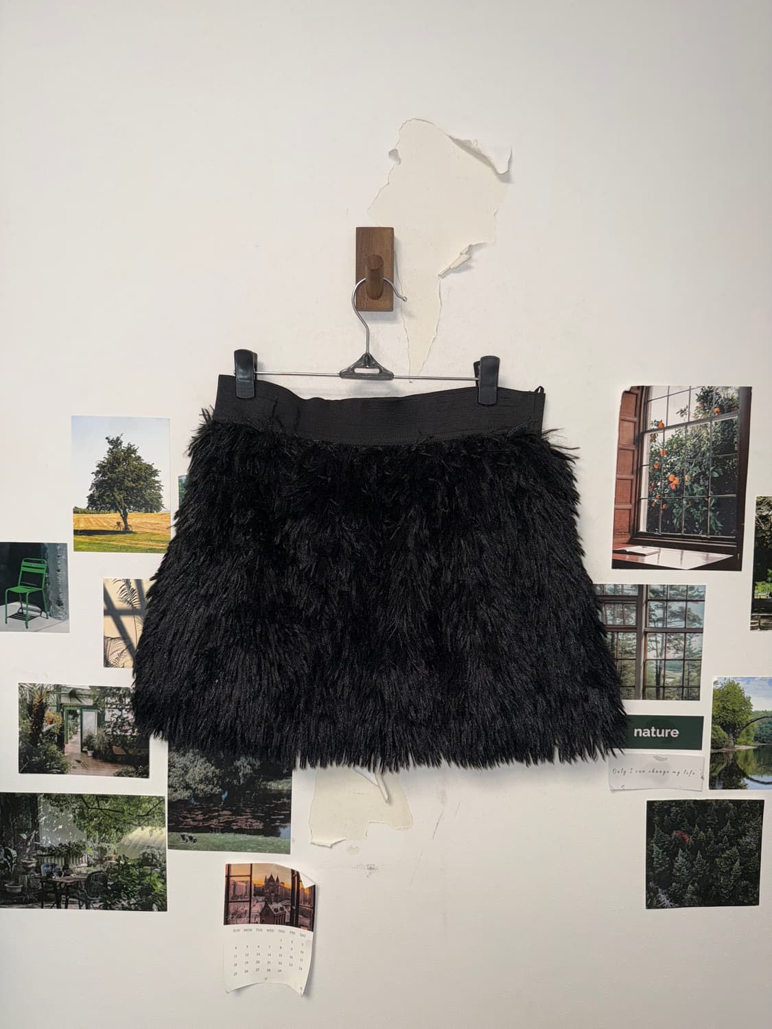 Black eco fur banding mini skirt 상품이미지1