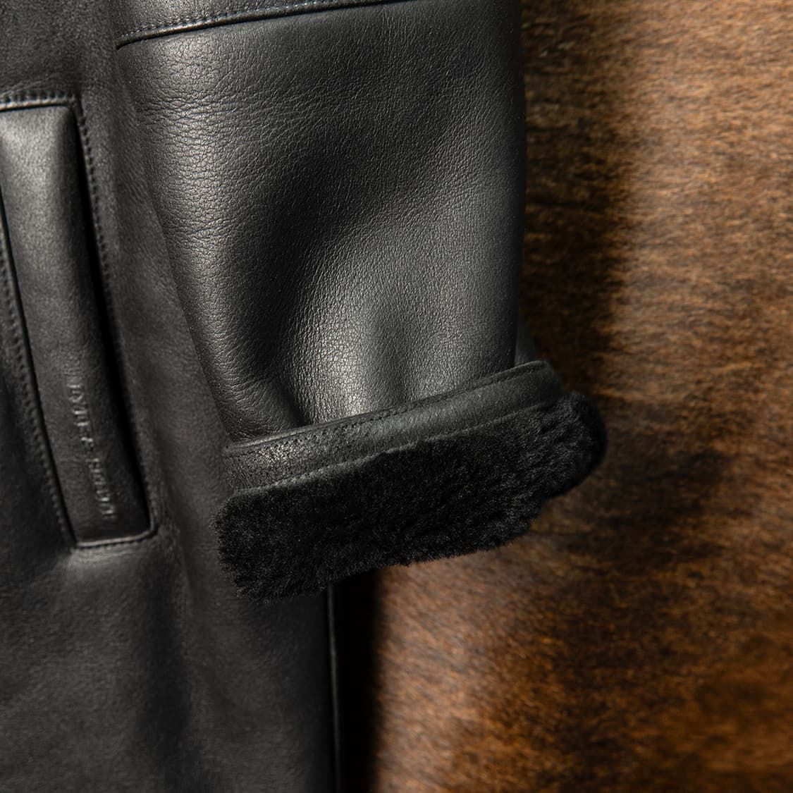 [95] 00s 라일앤스콧 양가죽 양털 무스탕 레더 카코트 블랙  상품이미지5