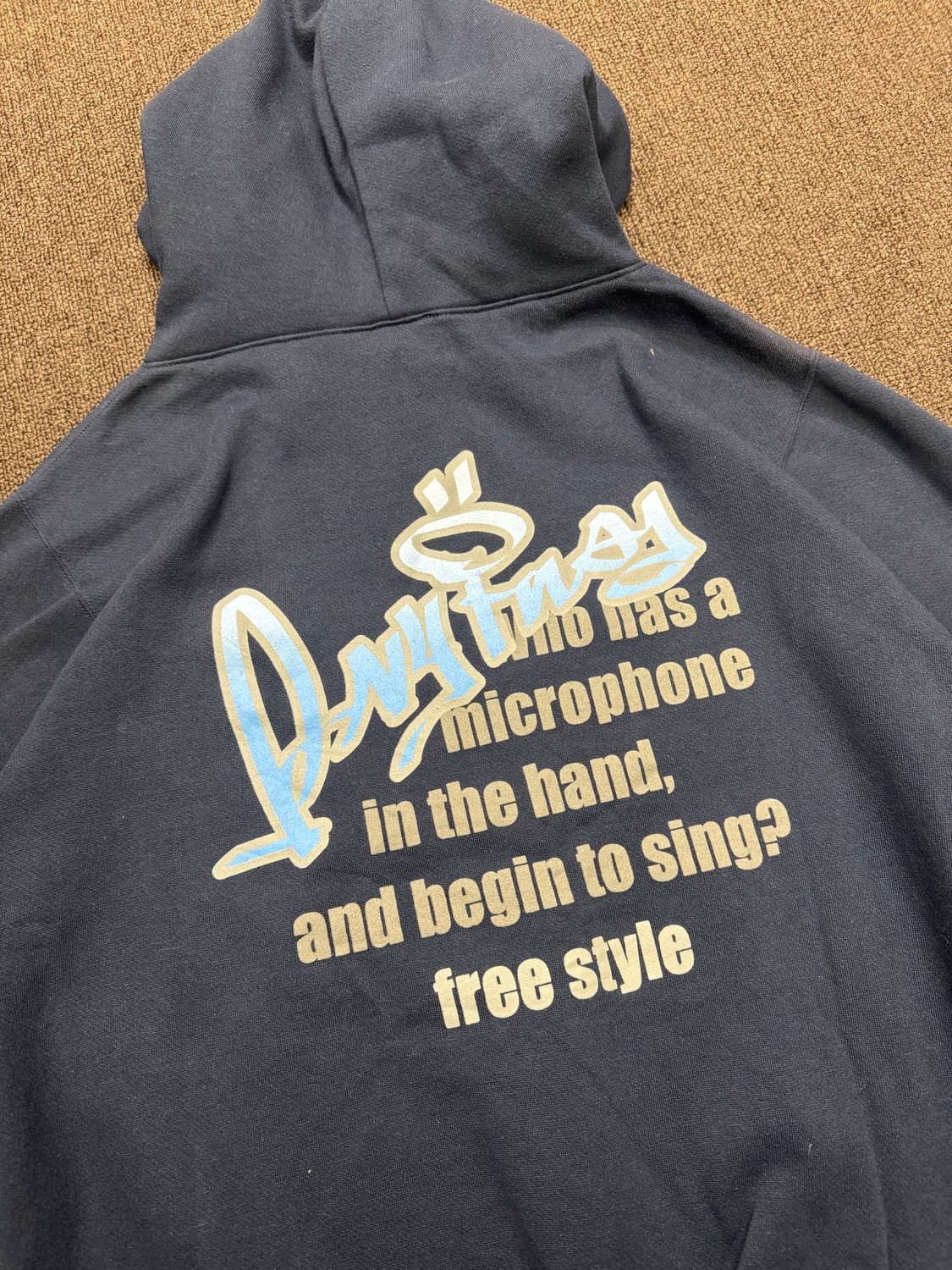 M)DACK DIVE 빈티지 free style프린팅 네이비 후드티 상품이미지7