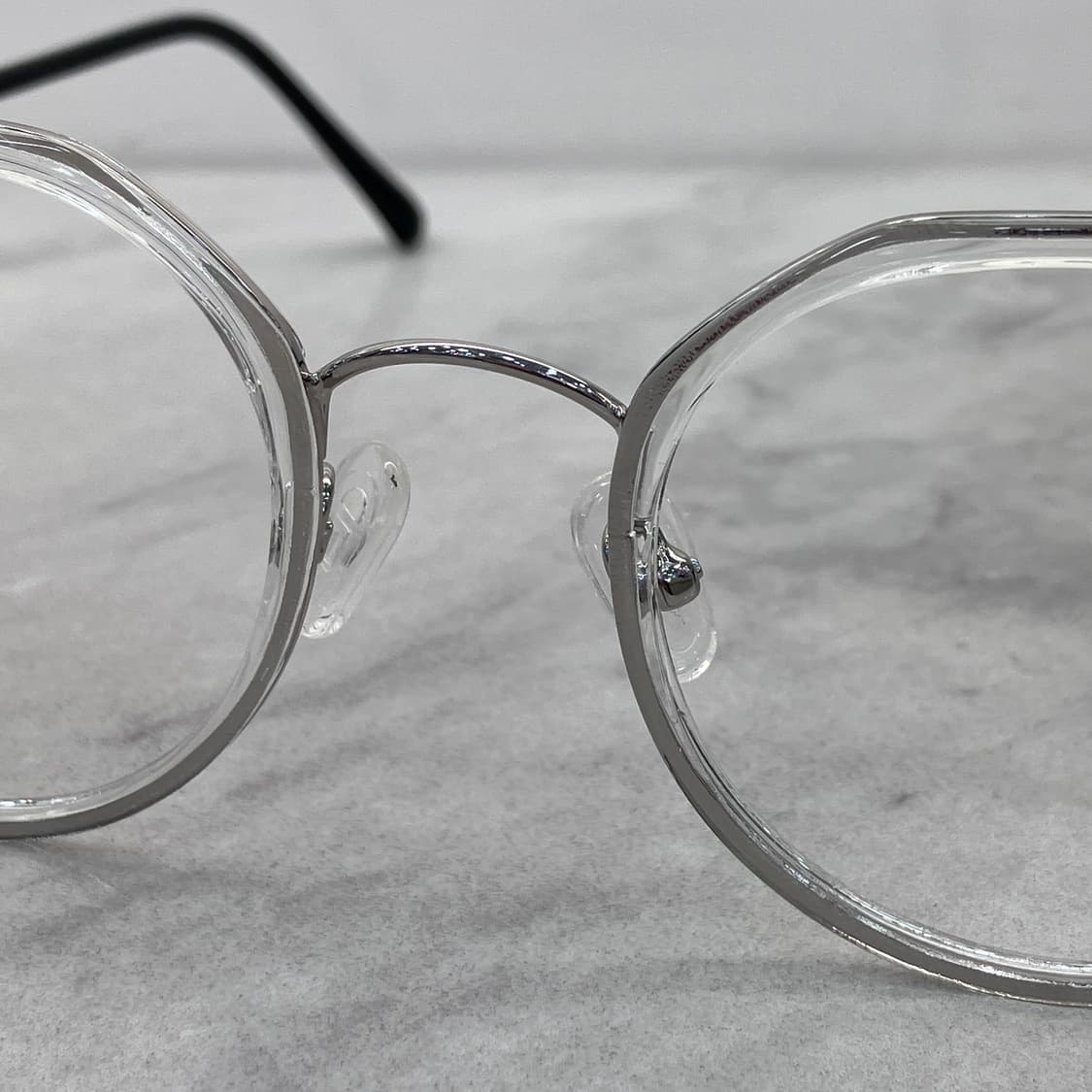 C40 FZ 실버 클리어 라운드 콤비 메탈테 안경 상품이미지5