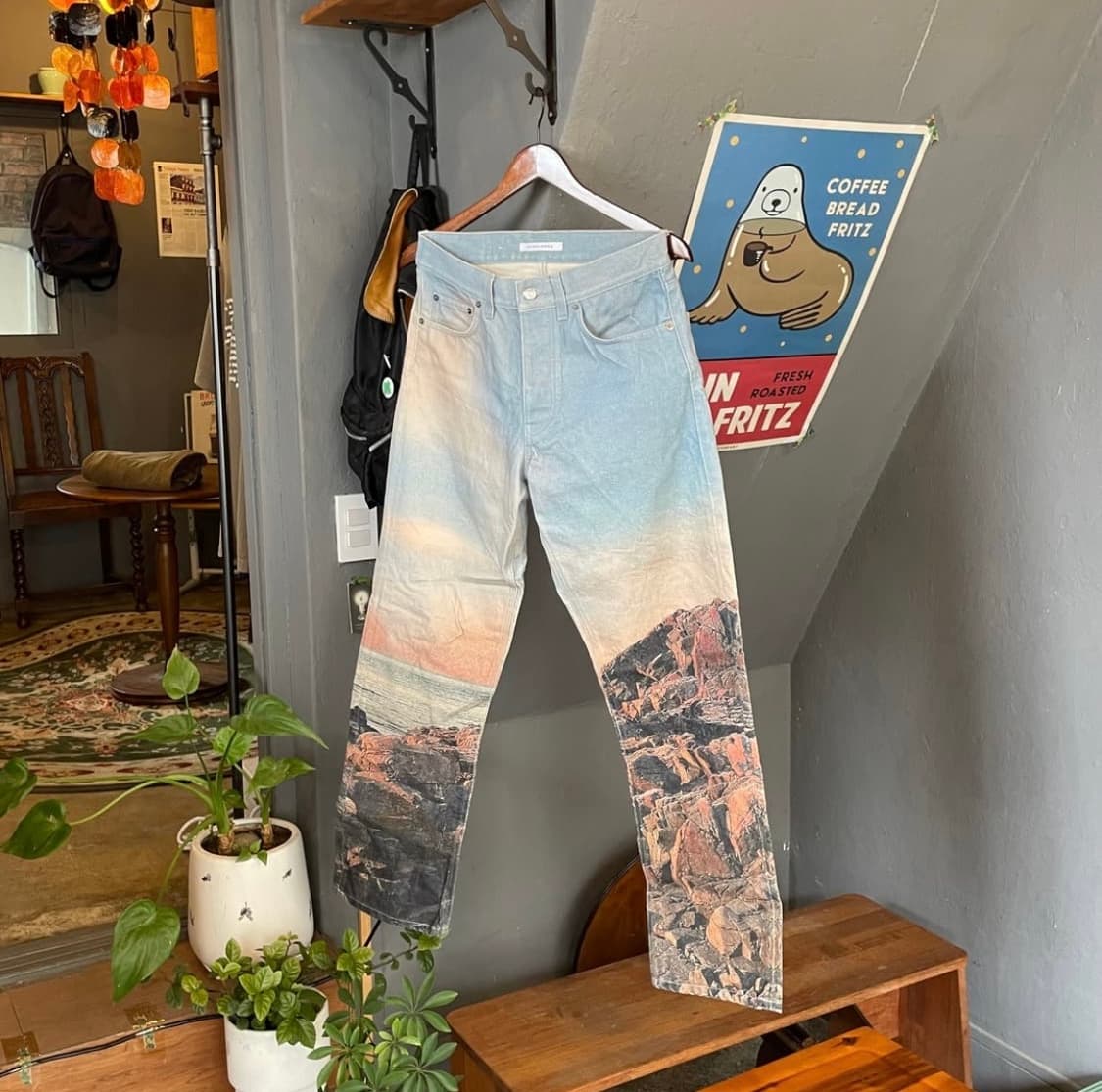 [30] 선플라워 sunflower 루즈 AOP 프린트 데님 팬츠 상품이미지7