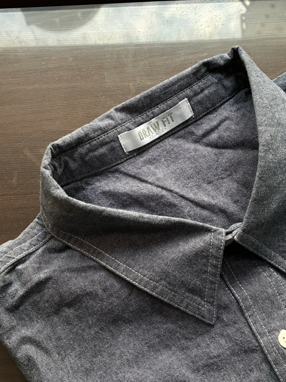 (XL) 드로우핏 워시드 코튼 샴브레이 워크 셔츠 [INDIGO] 판매 상품이미지10