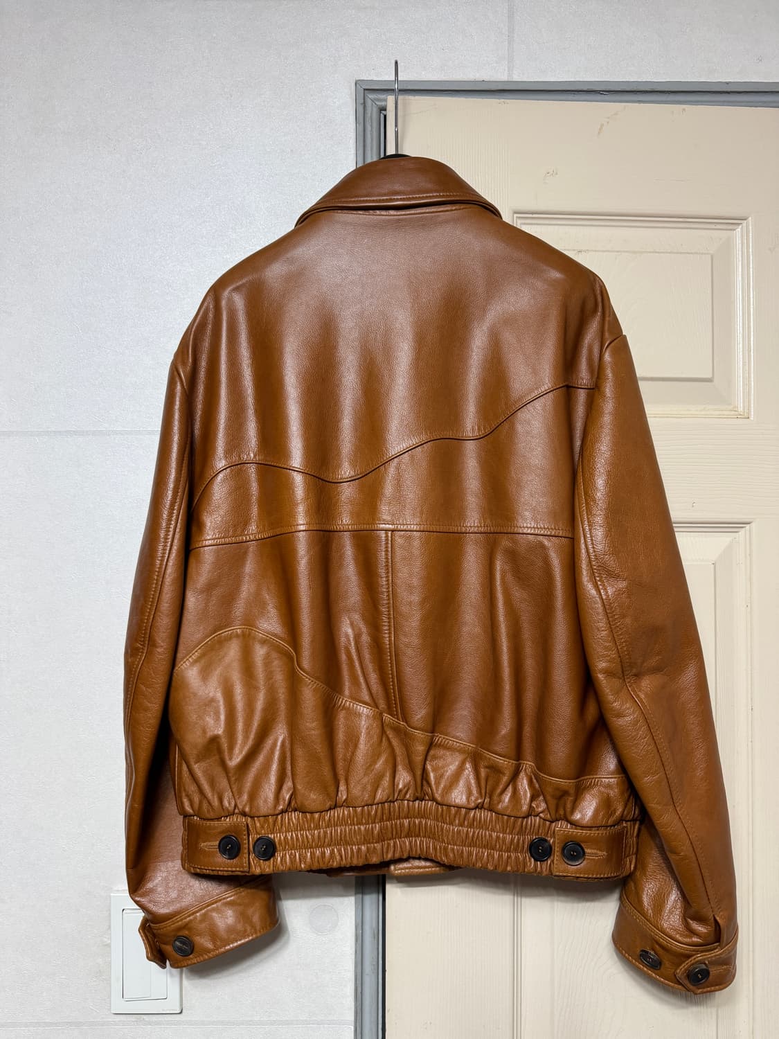 STU Curved Line Leather Jacket (가죽 자켓) 상품이미지2