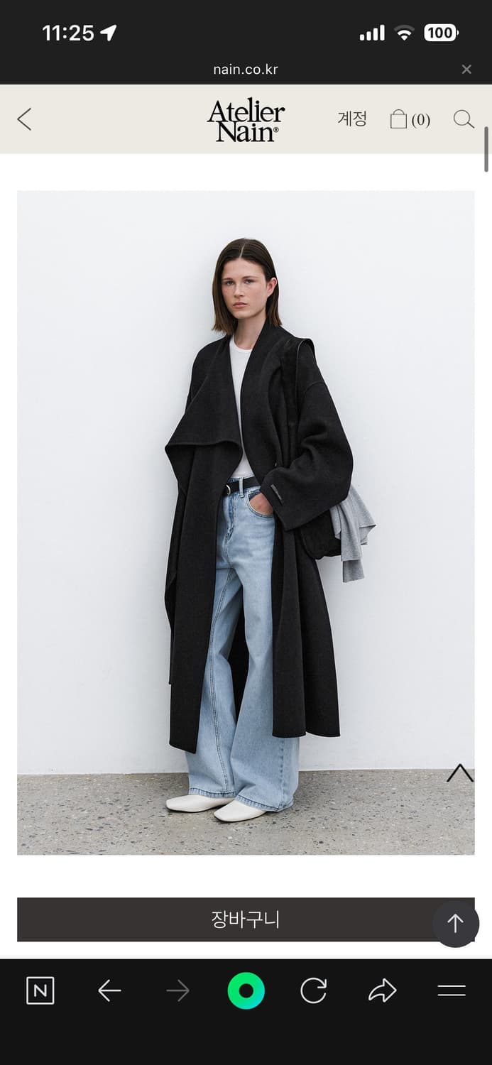 아틀리에 나인 울 핸드메이드 코트 (드레이프 스카프 코트) - 블랙 상품이미지2