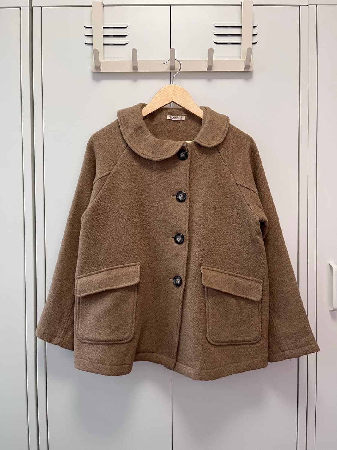 Self service 둥근카라 사와코모리 울 코트 상품이미지10