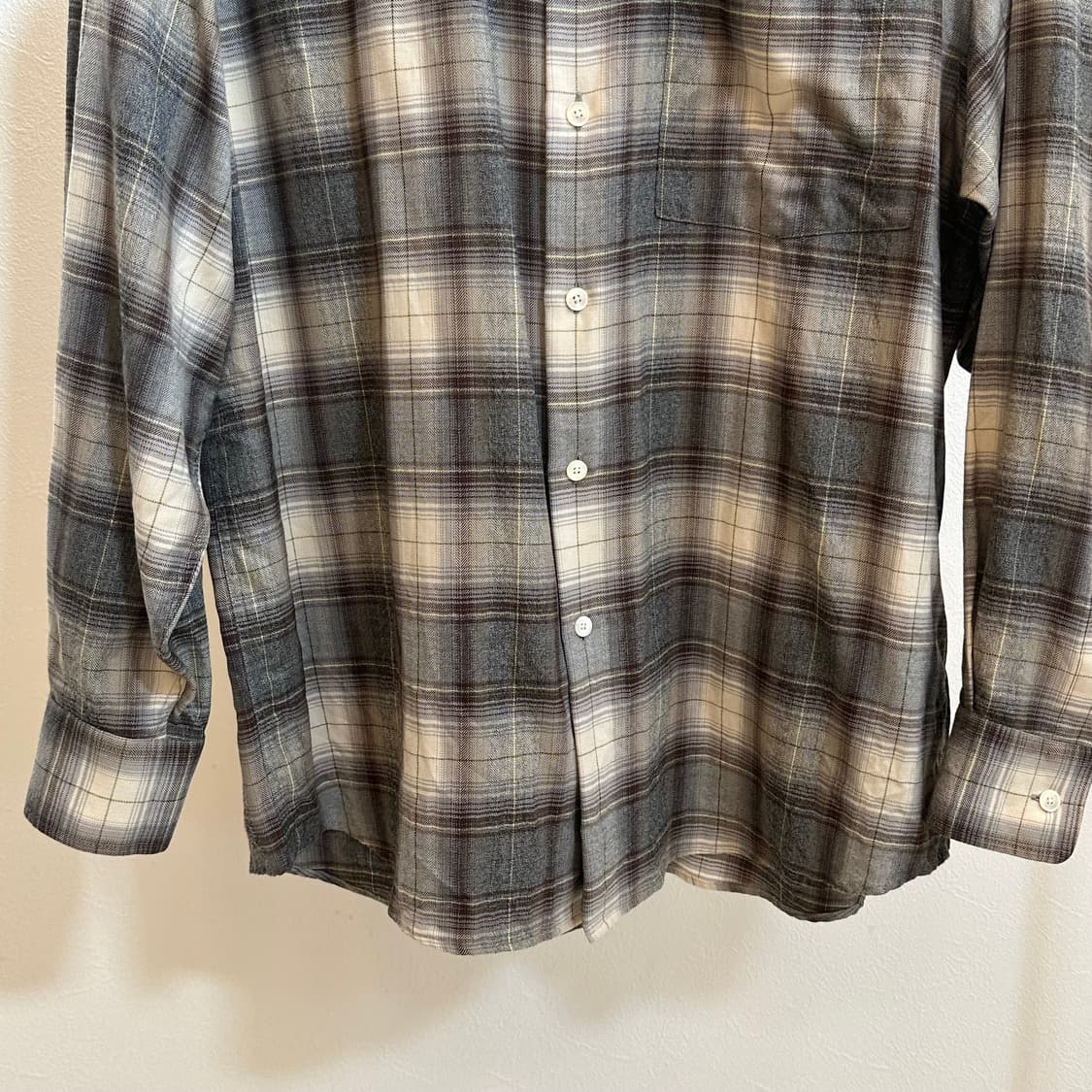 오라리 울 체크 셔츠 헤링본 그레이 4  상품이미지3