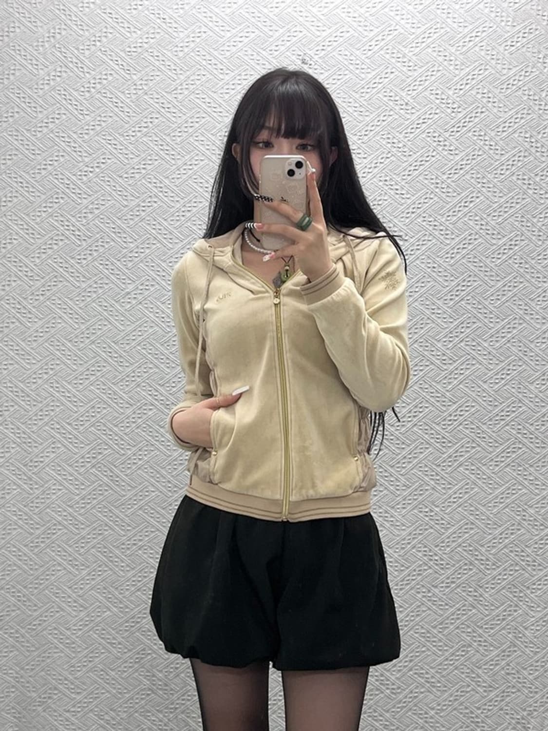 휠라 레트로 폭닥 벨벳 셔링 러블리힙 후드집업 M C10678 상품이미지1