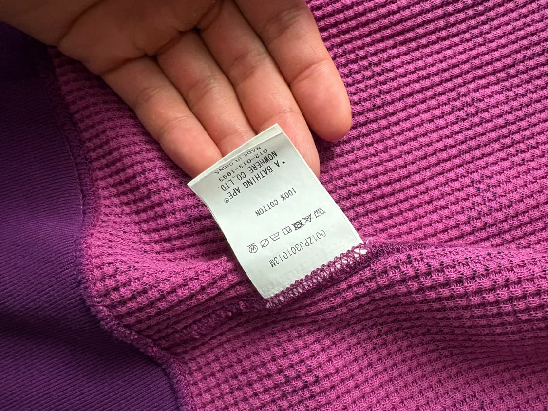 베이프 카모 원포인트컬러 와플 후드집업 상품이미지2