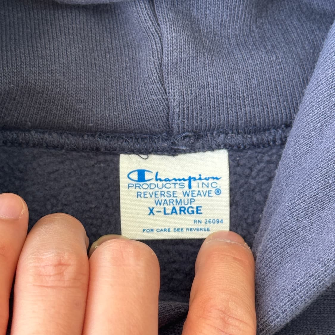 챔피온 빈티지 리버스위브 네이비 후드 XL 상품이미지4