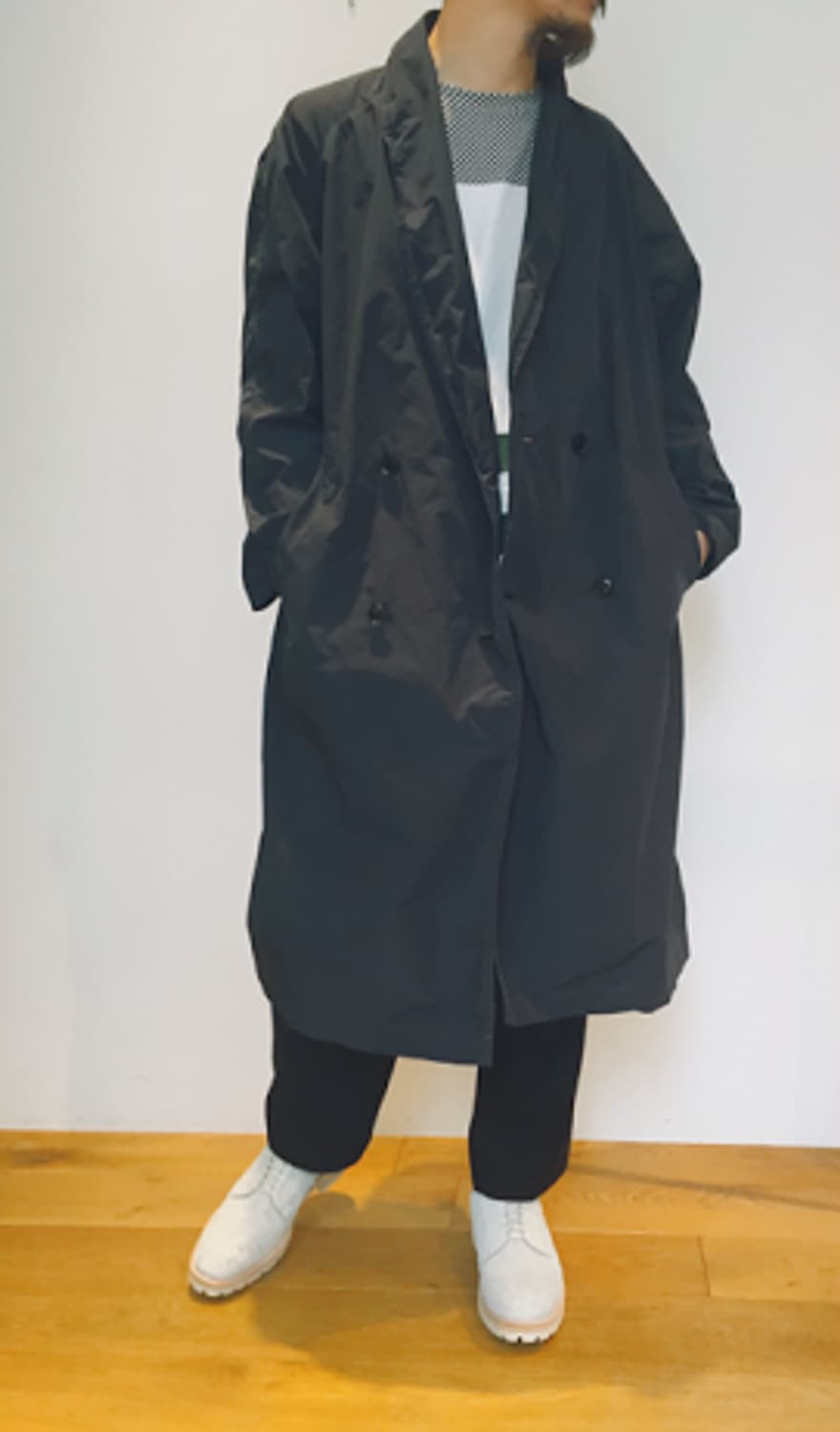 그라프페이퍼 숄카라 나일론 코트 상품이미지2