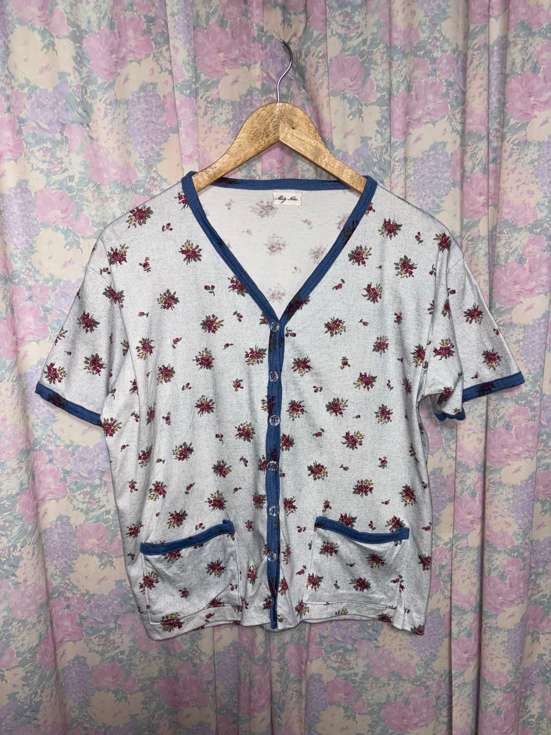 블루 플라워 반소매 가디건 상품이미지6