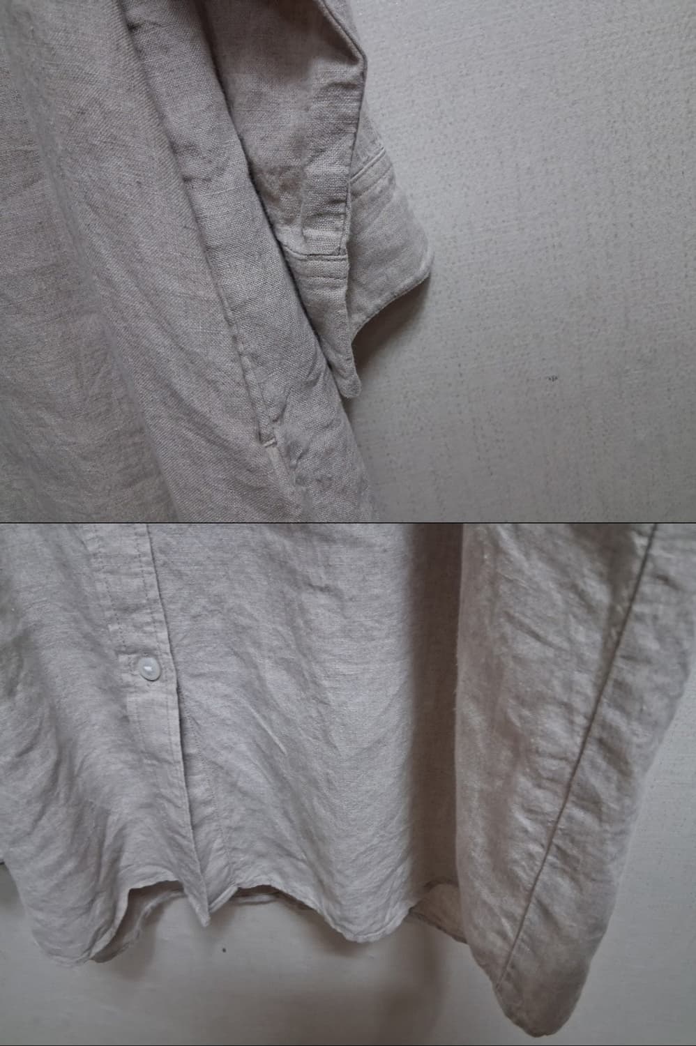일본빈티지 MUJI 무지 내츄럴생지린넨 셔츠롱원피스 여성55까지적당 여유 상품이미지4