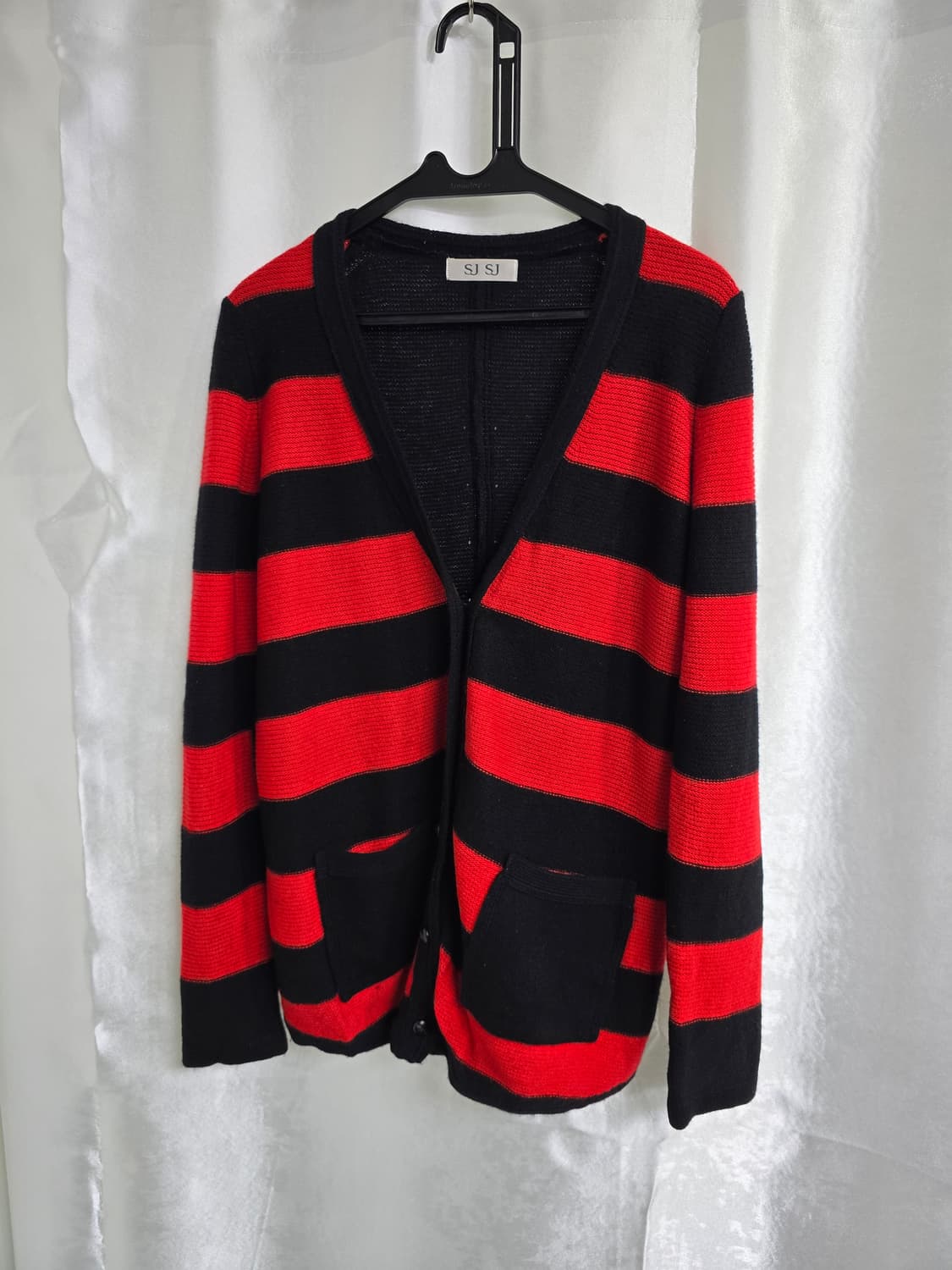 SJSJ 레드 블랙 스트라이프 가디건 (1714) 상품이미지1